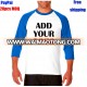 Free shipping custom t shirt printing high quality 100% cotton US size 3/4 sleeve raglan baseball t shirt