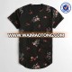 Unisex digit print scoop bottom t shirt wholesale