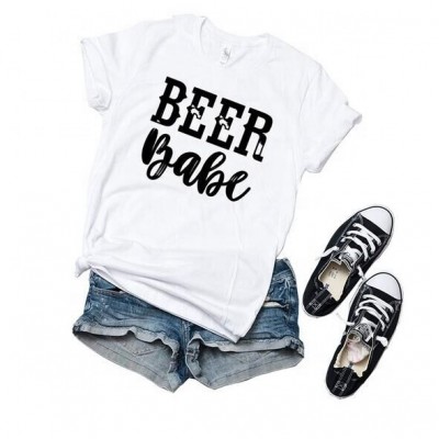 2018 Fashion Women T-shirt Short Sleeve Tops Tee Beer Babe Short Sleeve T-shirt Fashion Female Harajuku T Shirt Ladies Tops Tee